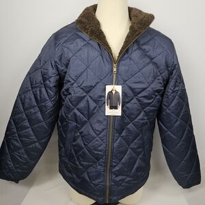 Barn Jacket By Weatherproof ~ quilted waterproof blue w/ brown sherpa lining